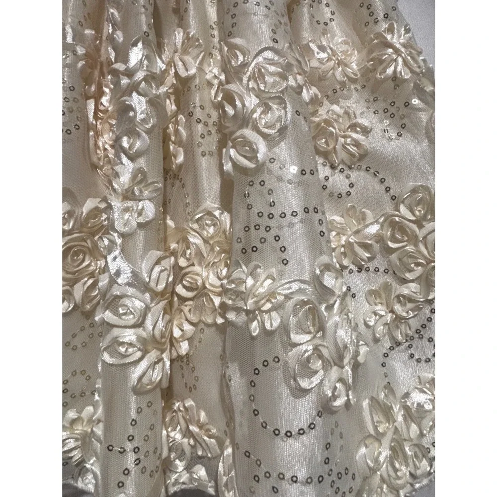 American Princess Black Velvet‎ Ivory Floral Embroidery Dress 2T Wedding Formal